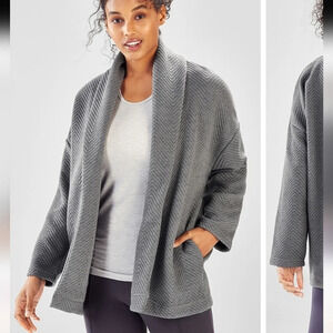 FABLETICS Vanessa Quilted Cardigan in Mid Grey   Size XS